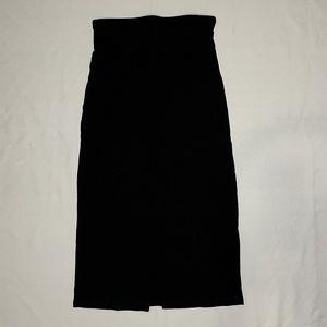 REFORMATION Back Slit Ribbed Midi Skirt Black Small Made In USA Tencel Spandex